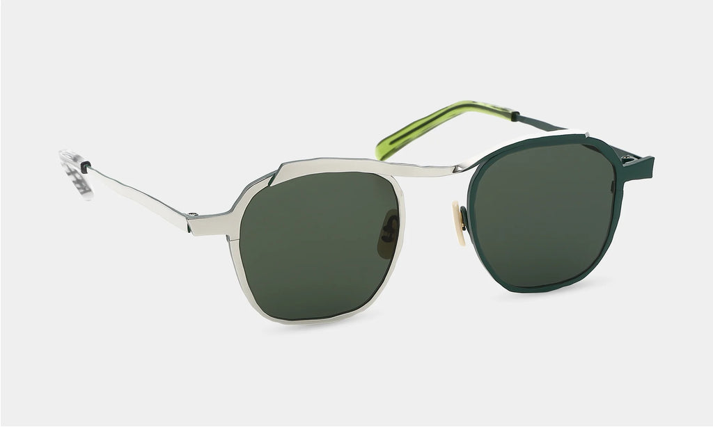 MASAHIRO MARUYAMA - MM-0091 Sunglasses, Color: No.3 Silver - Green [Green Lens]