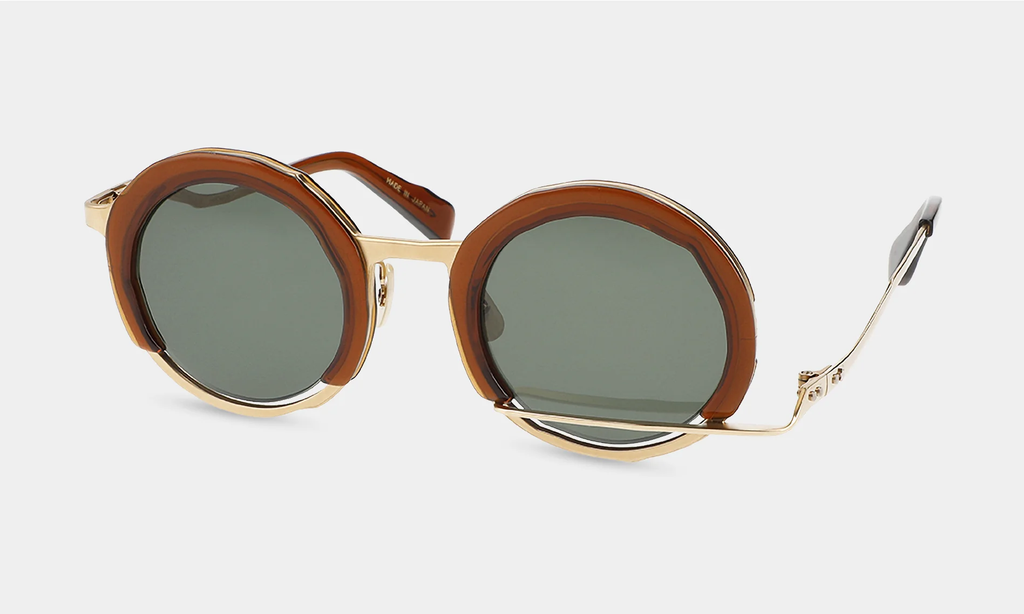 MASAHIRO MARUYAMA - MM-0034 Sunglasses, Color: No.7 Clear brown / Gold [Green Lens]