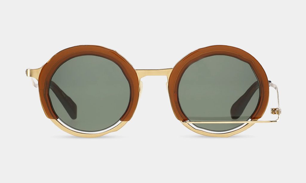 MASAHIRO MARUYAMA - MM-0034 Sunglasses, Color: No.7 Clear brown / Gold [Green Lens]