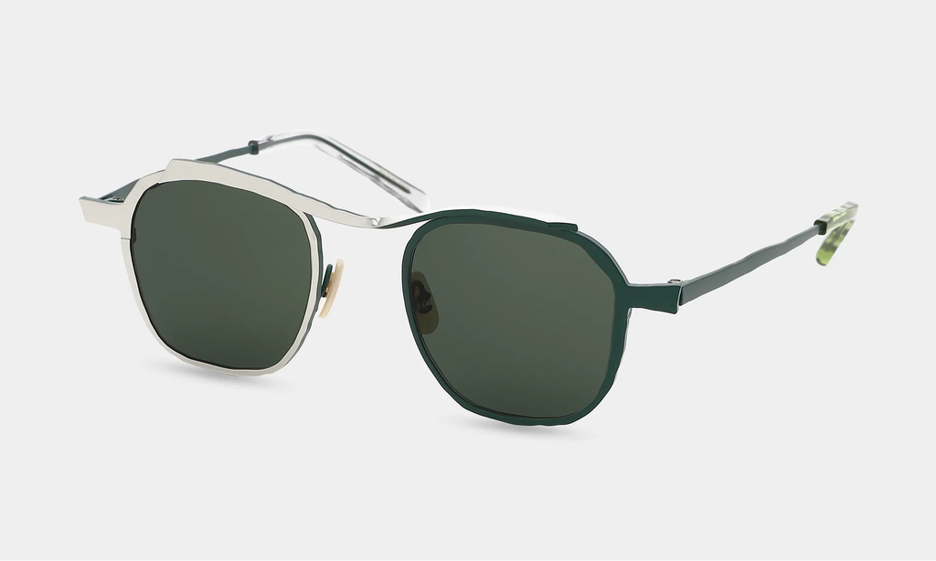 MASAHIRO MARUYAMA - MM-0091 Sunglasses, Color: No.3 Silver - Green [Green Lens]