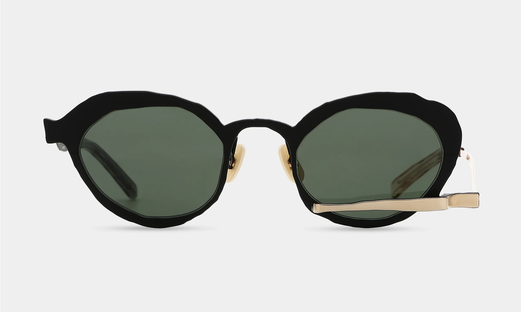 MASAHIRO MARUYAMA - MM-0090 Sunglasses, Color: No.2 Black - Gold [Green Lens]