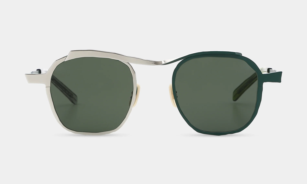MASAHIRO MARUYAMA - MM-0091 Sunglasses, Color: No.3 Silver - Green [Green Lens]