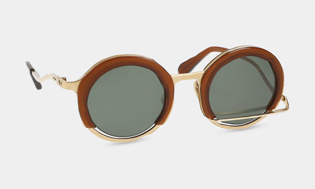 MASAHIRO MARUYAMA - MM-0034 Sunglasses, Color: No.7 Clear brown / Gold [Green Lens]