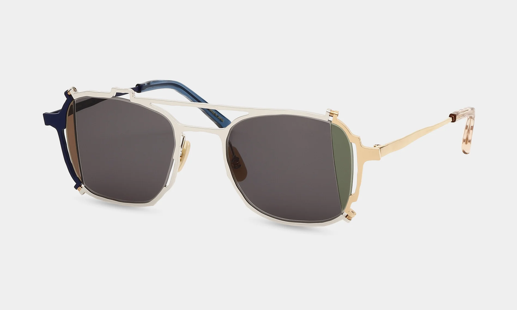 MASAHIRO MARUYAMA - MM-0080 Sunglasses : broken Lens, Color: No.3 Navy - Silver - Gold