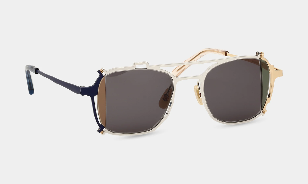 MASAHIRO MARUYAMA - MM-0080 Sunglasses : broken Lens, Color: No.3 Navy - Silver - Gold