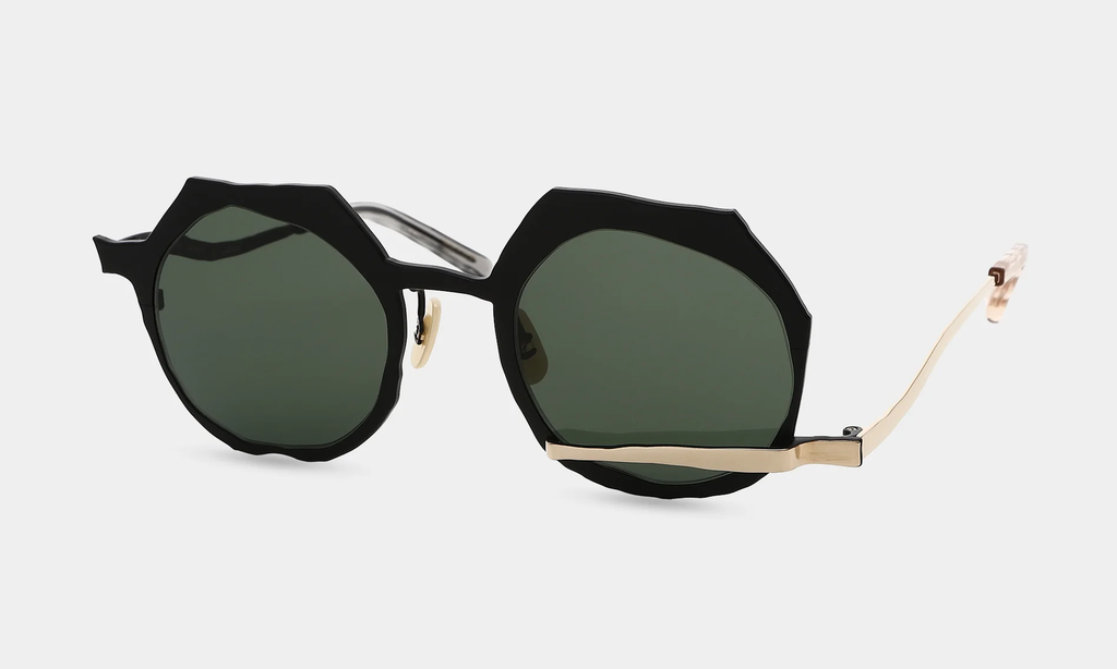 MASAHIRO MARUYAMA - MM-0089 Sunglasses, Color: No.2 Black - Gold [Green Lens]