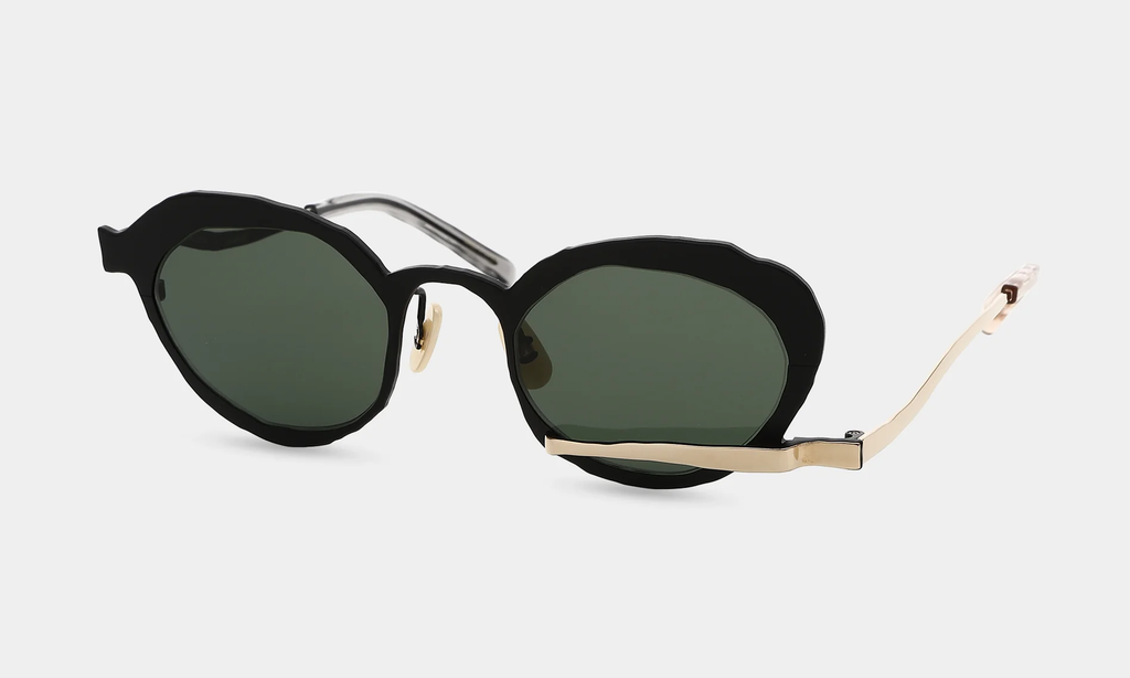 MASAHIRO MARUYAMA - MM-0090 Sunglasses, Color: No.2 Black - Gold [Green Lens]